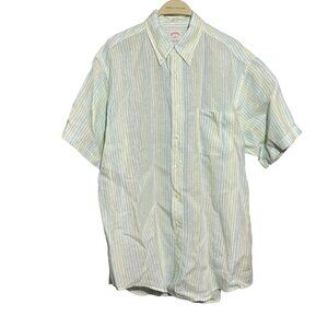 Brooks Brothers Short Sleeve Button-Down Shirt in Light Blue and Cream Stripes